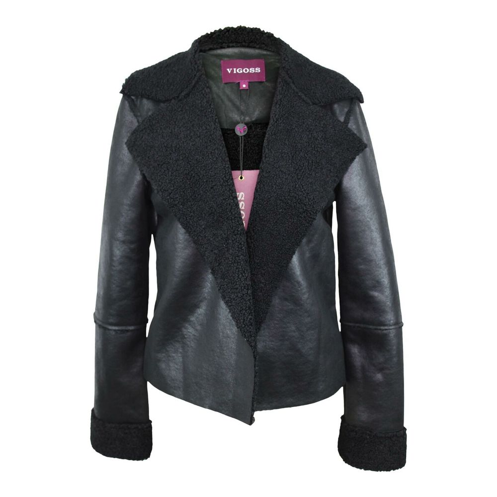 Vigoss Fleece Collar Faux Leather Jacket sz S NWT